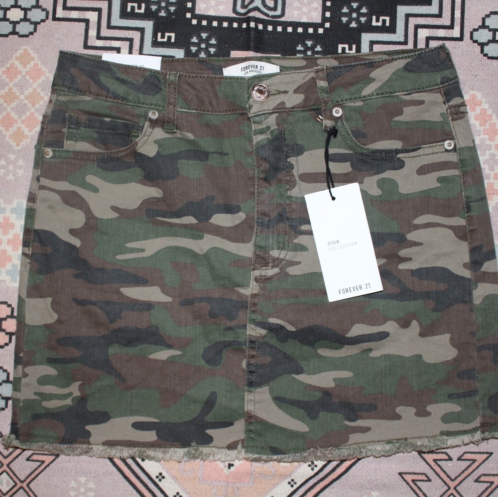 Camo Denim Skirt
